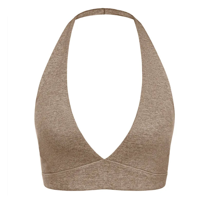 Women's Yoga Suits Quick Drying Leggings Gym Shorts Nude Hanging Neck Bra Running Gym Exercise Sets