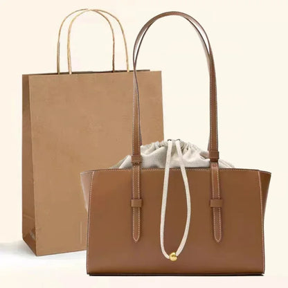 New Fashion Women's Bag Large Capacity Tote Shoulder Bag Leather String Commuting Basket Handbag For Women Vacation