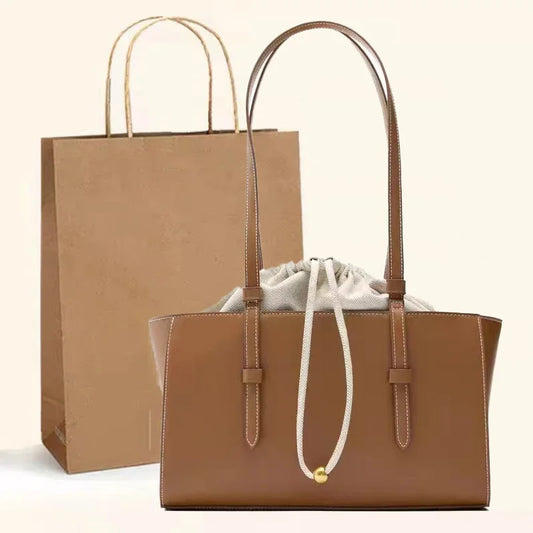 New Fashion Women's Bag Large Capacity Tote Shoulder Bag Leather String Commuting Basket Handbag For Women Vacation
