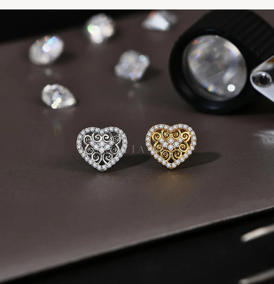 Luxury Heart Shape All Moissanite Earrings for Women D VVS1 Color s925 Sterling Silver Fine Jewelry Mother's Day Gifts