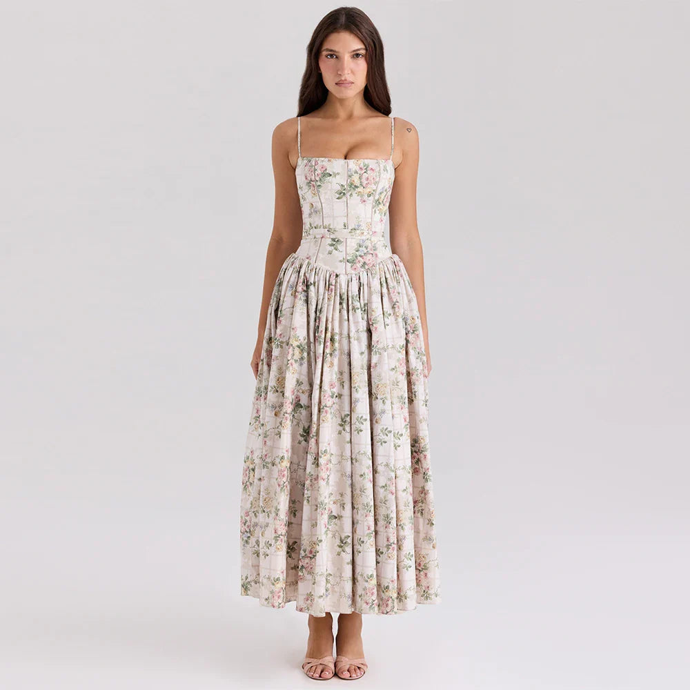Summer Clothes for Women Midi Elegant Dress 2025 New Arrivals White Floral Print Holiday Dress