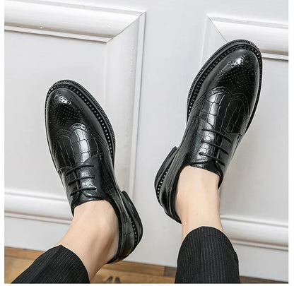 Luxury Men Brogue Dress Shoes Men Suit Casual Shoes Formal Business Leather Shoes Men Brown Wedding Italian Banquet Shoe Size 46