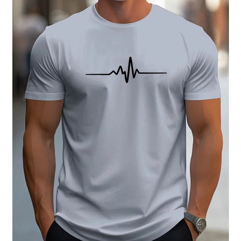 2025 Men's 100% Cotton Summer Loose Size Creative Graphic Printed Slim Fit Casual Sports Round Neck Short Sleeved T-shirt Top