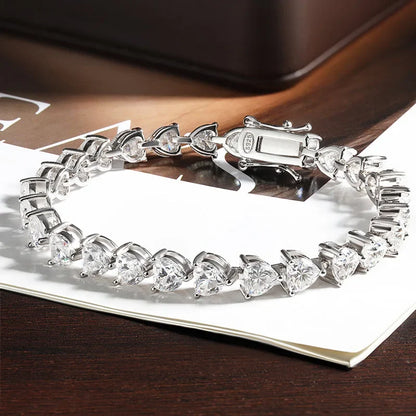 D VVS1 Heart Moissanite Tennis Bracelet Original 925 Sterling Silver Plated 18k White Gold with GRA Bracelets for Women