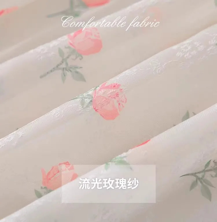 2 3 4 5 6 8 Years Girls Princess Dress Summer New Full Print Flowers Puff Sleeve Bow Mesh DresseTutu Birthday Party Gown