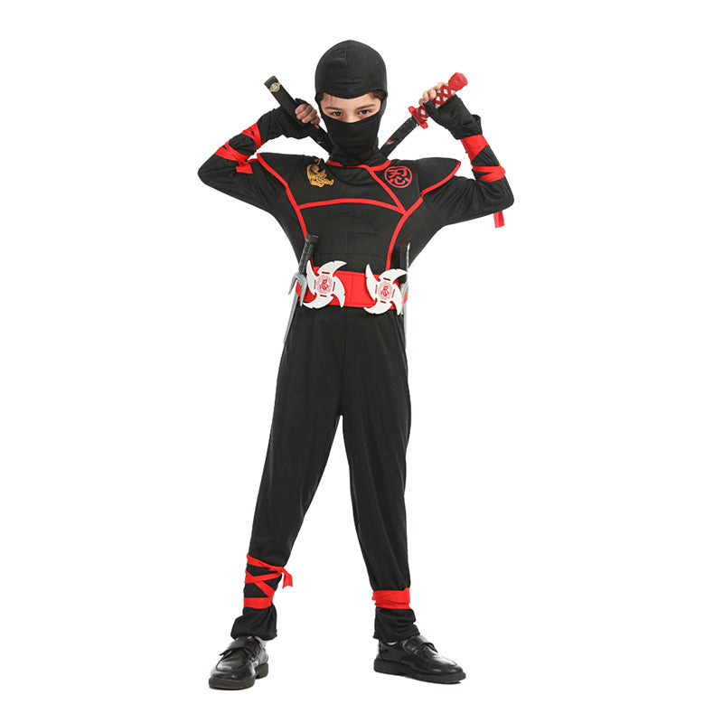 Black Ninja Costume Boy Halloween Japanese Samurai Costume Kid Anime Muscle Costume with Foam Accessories Best Children Gift