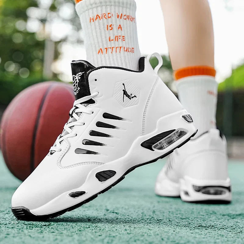 Men's High-Top Basketball Shoes Feature a Breathable Mesh Design for Maximum Comfort Outdoor Shock-Absorbing Running Shoes, High-Rebound Cushioning Technology, Make Running Smoother and More Comfortable, Enhance Support, Styl
