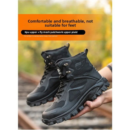 High Top Safety Shoes with Steel Toe Caps Anti-Smashing & Anti-Piercing Wear-Resistant Anti-Slip Labor Protection Footwear