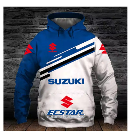 men's sweatshirt for the Suzuki Endurance Race is a popular outdoor activity featuring motorcycles and young engines.