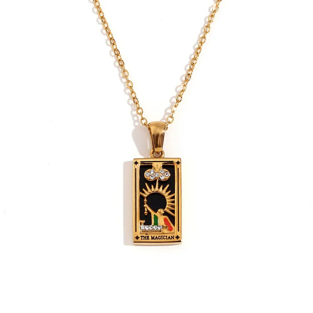 Original New Tarot Queen Lover Magician Moon Necklace Tarnish Free Stainless Steel Jewelry 18K Gold Plated Decoration