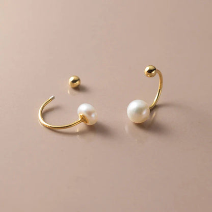 925 Sterling Silver Fashion Natural Freshwater Pearl Ear Hook Unique Screw Bead Stud Earrings for Women Piercing Jewelry