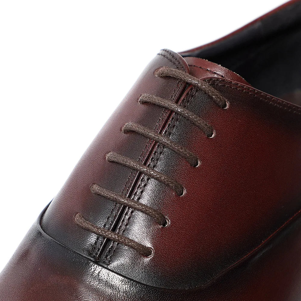 Italian Luxury Men's Oxford Dress Shoes Cow Genuine Leather Fashion Plain Toe Burgundy Wedding Business Formal Shoes for Man