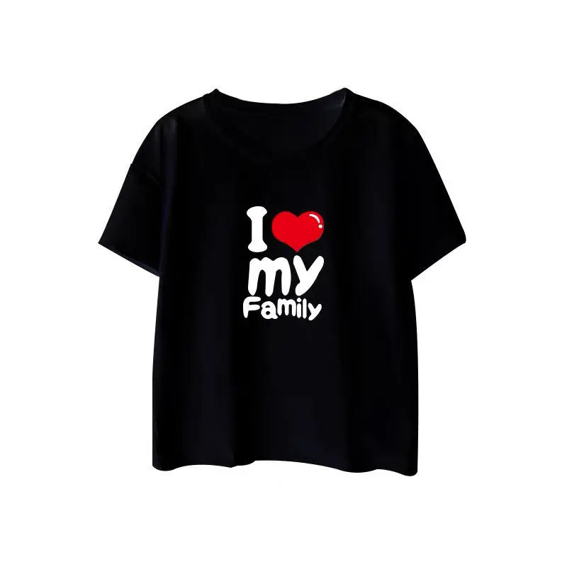 I Love My Family Parent-child Clothing Mother and Son Girls and Boys Summer New Trendy Family of Three Four Fashion T-shirt