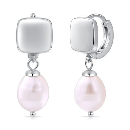 Women Pearl Dangle Earrings 14K Gold Plated Hoops Fresh Water Pearl Earring With 925 Sterling Silver Post Popular Jewelry