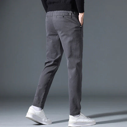 2025 Autumn New Casual Pants Men's Fashion Slim Fit Thick Straight Pants Soft Cotton Retro Style Streetwear Trousers Clothing