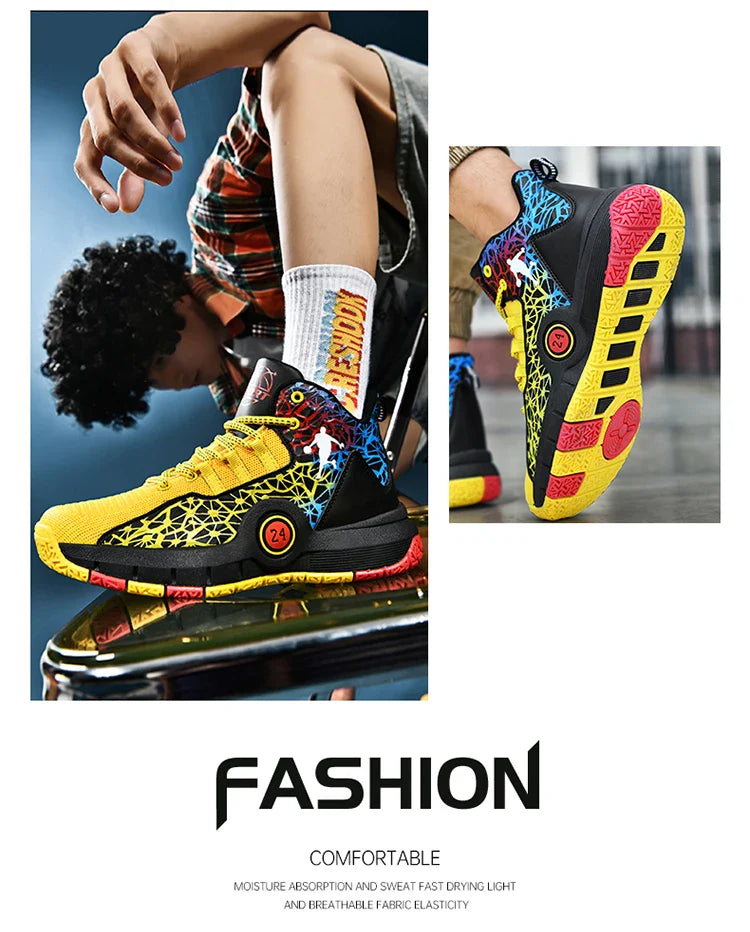 Kids Basketball Shoes Anti-slip High-Top Basketball Combat Boots Boys Girls Cushioned Trainers Children‘s Ankle Support Sneakers