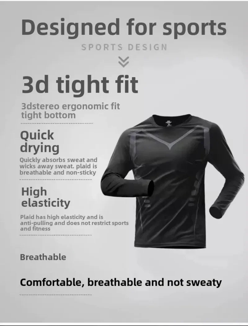 Men's Thermal Plush Base Layer Set Winter Thickened Running Trainning Quick Drying Clothes Fitness Tight Sports Men's Sweats Set