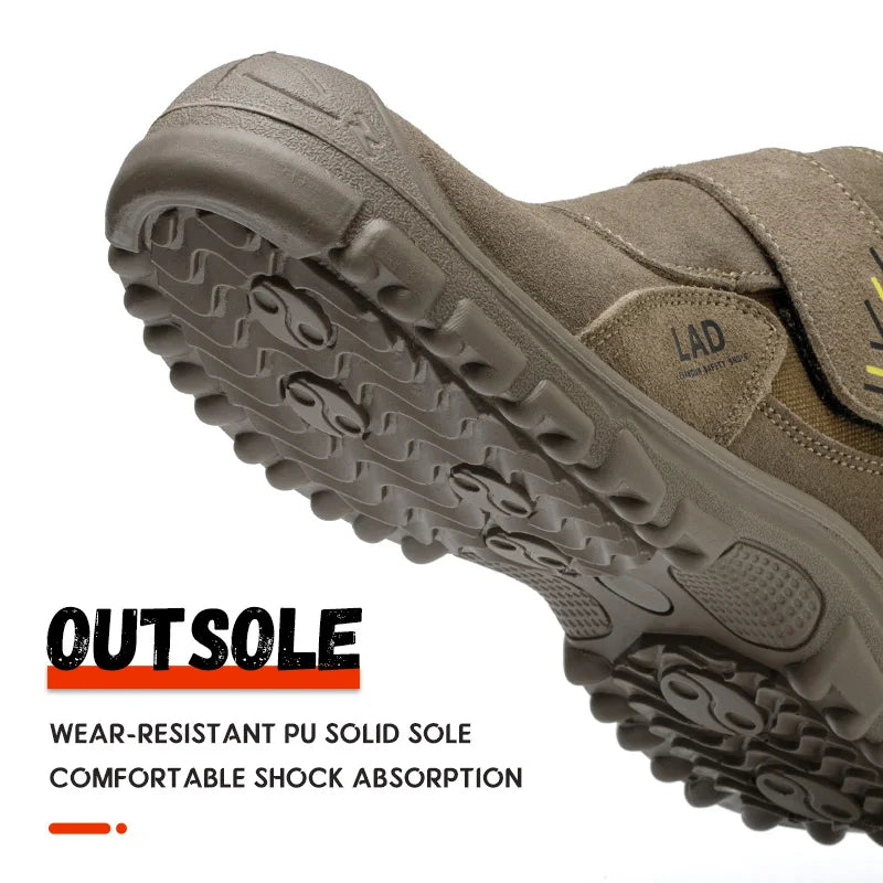 Men's work shoes with wear-resistant solid soles, anti smashing and puncture safety shoes, comfortable and breathable