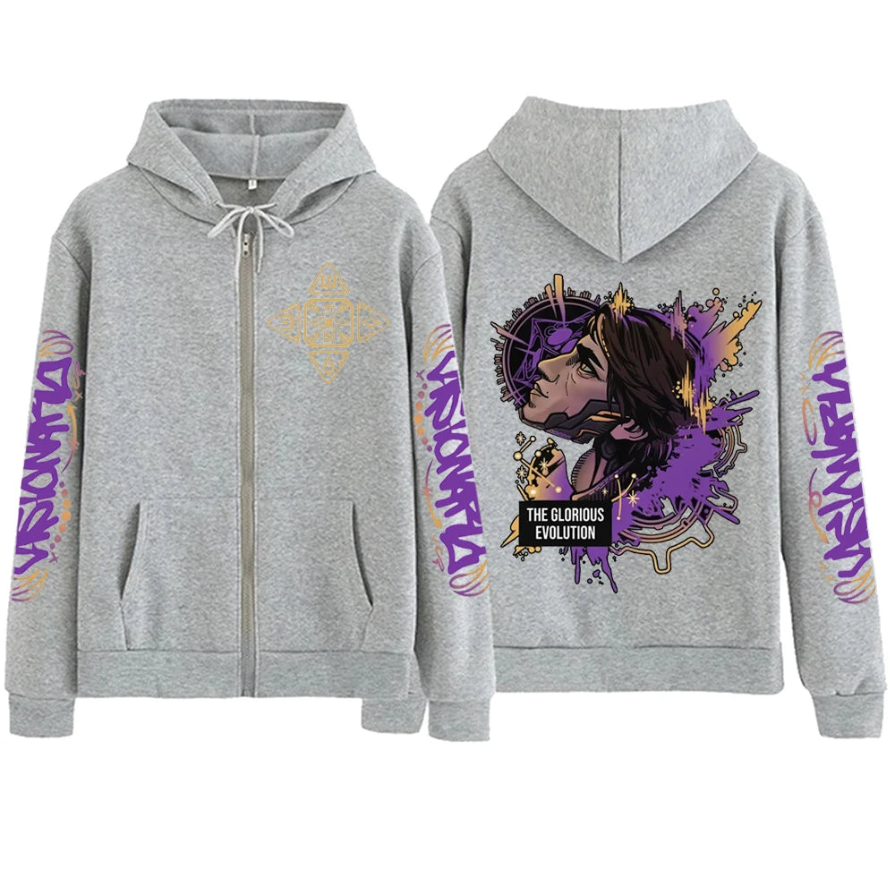 2025 Anime Arcane Vi Zipper Hoodie Harajuku Pullover Tops Long Sleeve Loose Casual Sweatshirts