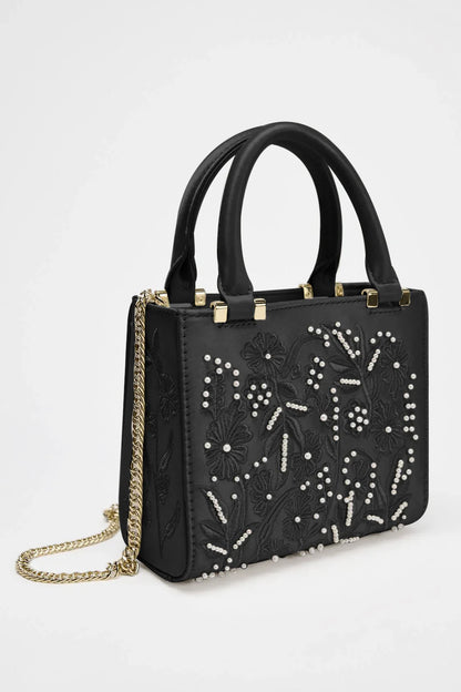 Bolsa Tote Mini Duffel Pérola, Bolsa Transversal Feminina com Correntes, Bolsa Pequena Elegante Designer de Luxo Feminina
