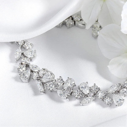 16.8-20.4CTTW Luxury Water Drop Moissanite Bracelet Wedding Female Jewelry Full Diamond Sterling Silver Bangle Plated 18K