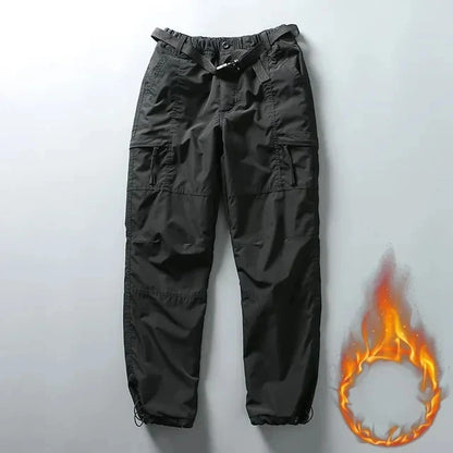 Tooling Pants Thick Waterproof Fleece Cargo Pants Men Women Winter Outdoor Multi-pockets Loose Straight Overall Long Trousers