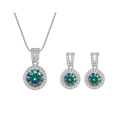 2ct total Moissanite Jewelry Set Sterling Silver 925 Necklace Earrings Fine Jewerly Wedding Set Pass Dismond Tester