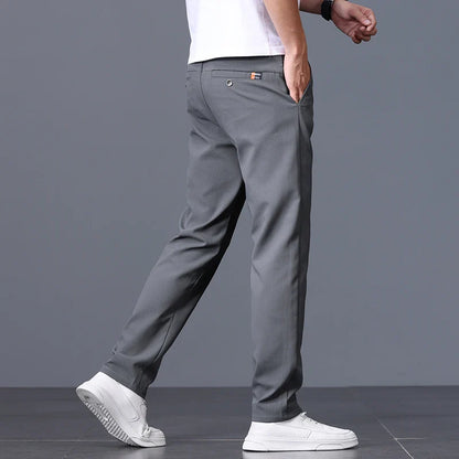 Men's Business Slim Pants Spring Thin Fashion Pocket Casual Trousers Comfortable Letter Labeling Pants Male Clothes