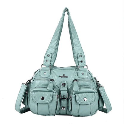 Women Small Handbags Satchel Top-handle Handbag PU Shoulder Bag 8”x11” Dumpling Pack Multi-pockets Shoulder Bag