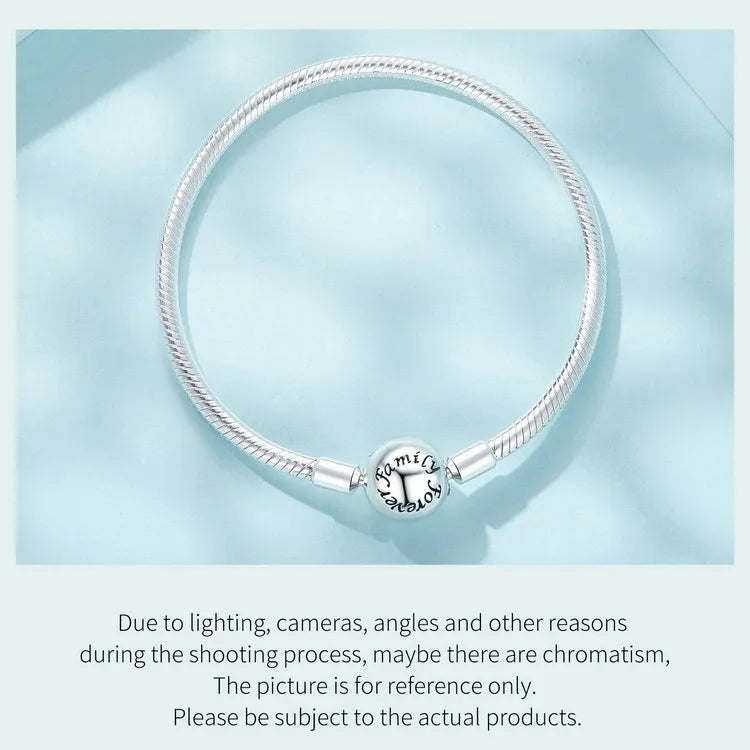 925 Sterling Silver Classic Family Forever Snake Chain Bracelets for Women Fine Jewelry 14CM 17CM 19CM