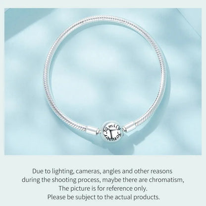 925 Sterling Silver Classic Family Forever Snake Chain Bracelets for Women Fine Jewelry 14CM 17CM 19CM