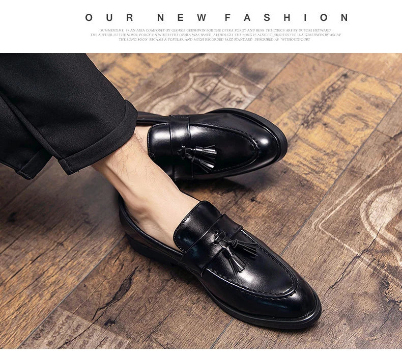 Tassel Wedding Leather Shoes Men Classic Formal Leather Loafers Male Dress Casual Business Shoes For Men Social Brogues Shoes
