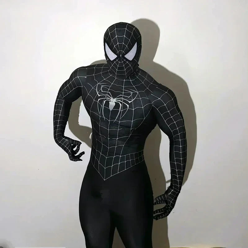 Black Spider Man Toby Costume Slim Fit Jumpsuit Cosplay Superhero Expedition Costume Superhero Zhentai Halloween Party Gifts