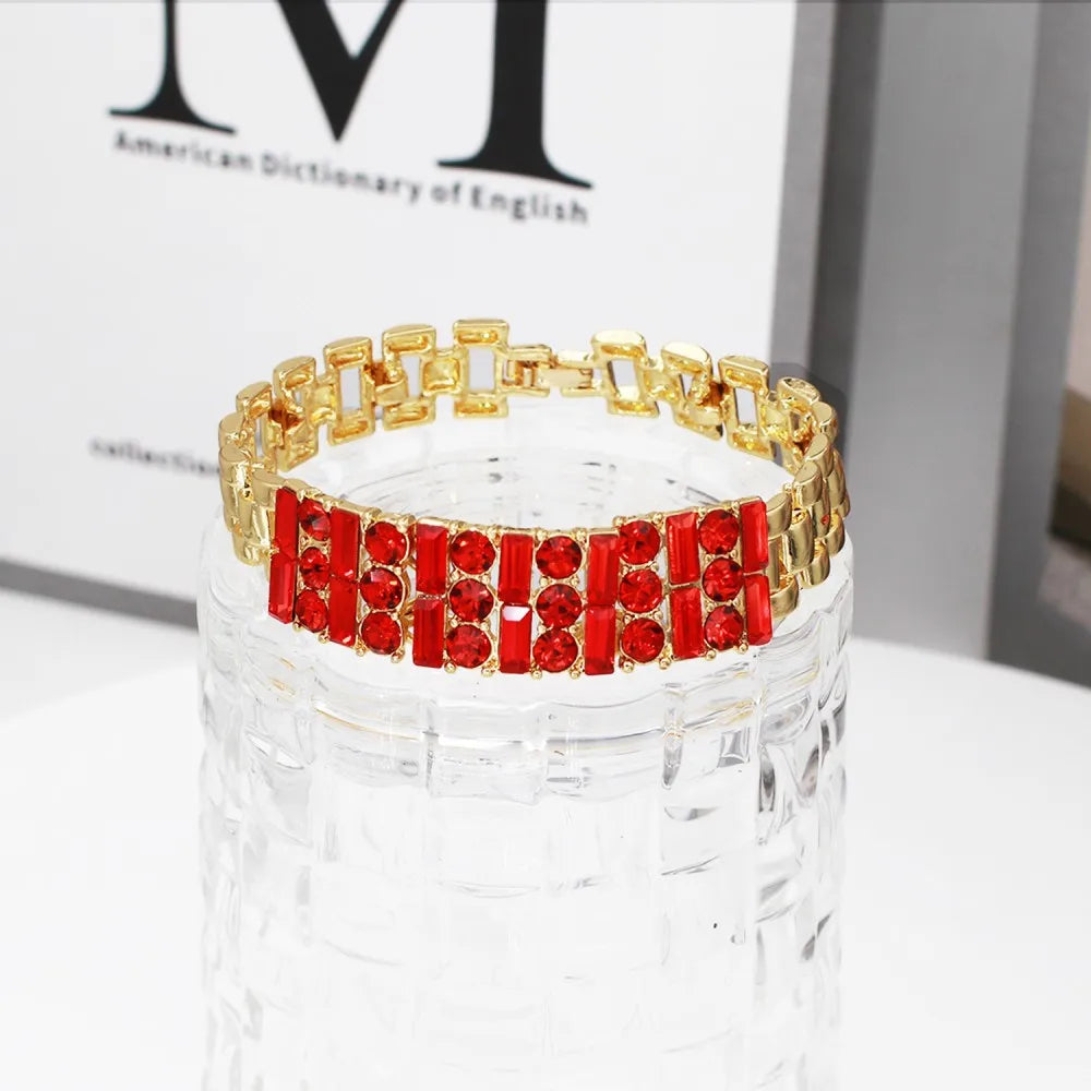 Red Zircon Wedding Jewelry Set Tennis Necklace Bracelets Square Earring Ring Italian Nigeria Women Jewellery 2025 New