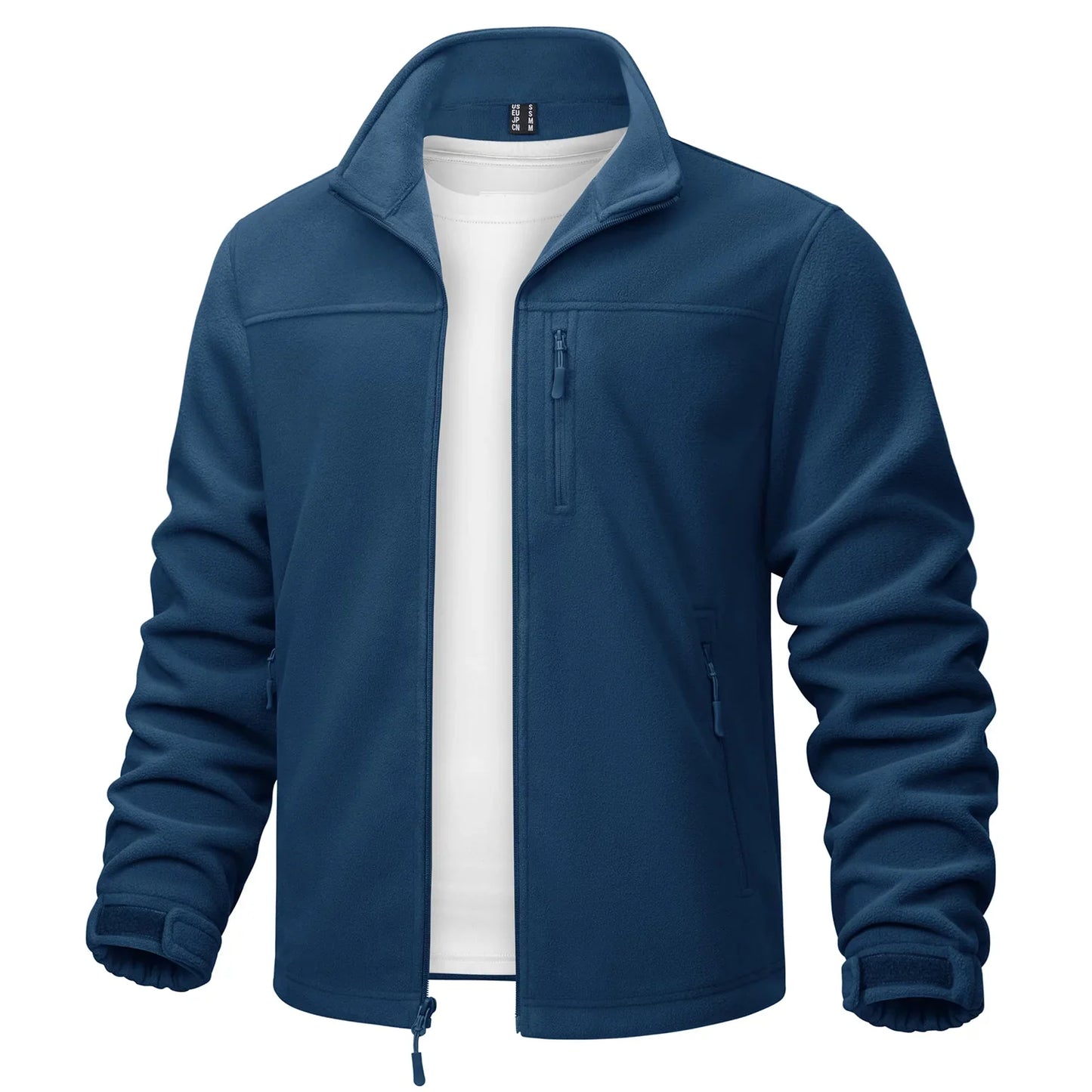 Stand Collar Fleece Jackets Mens Thermal Warm Full Zip Work Jacket Outdoor Trekking Hiking Jackets Windbreaker