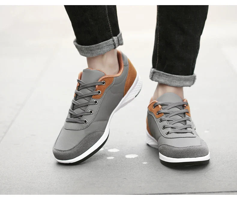 YRZL Calçados Masculinos Primavera Outono Tênis de Caminhada Impermeáveis Calçados Esportivos Masculinos de Couro para Lazer Calçados Antiderrapantes Tênis para Homens