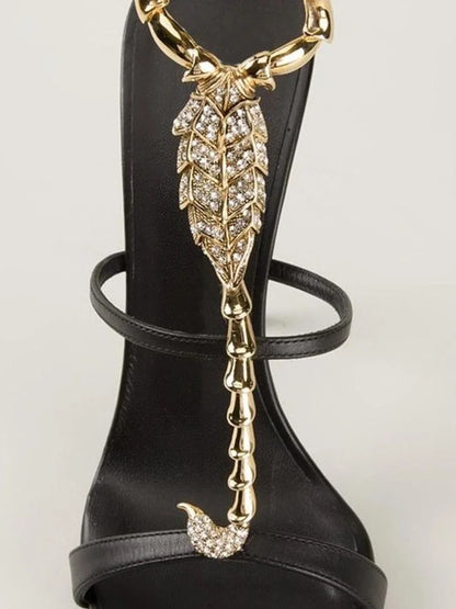 Shiny Crystal Rhinestone Gold Metal Decoration Pumps Sexy Pointed Toe Thin Heel New Arrvials Fashion Women Modern Shoes