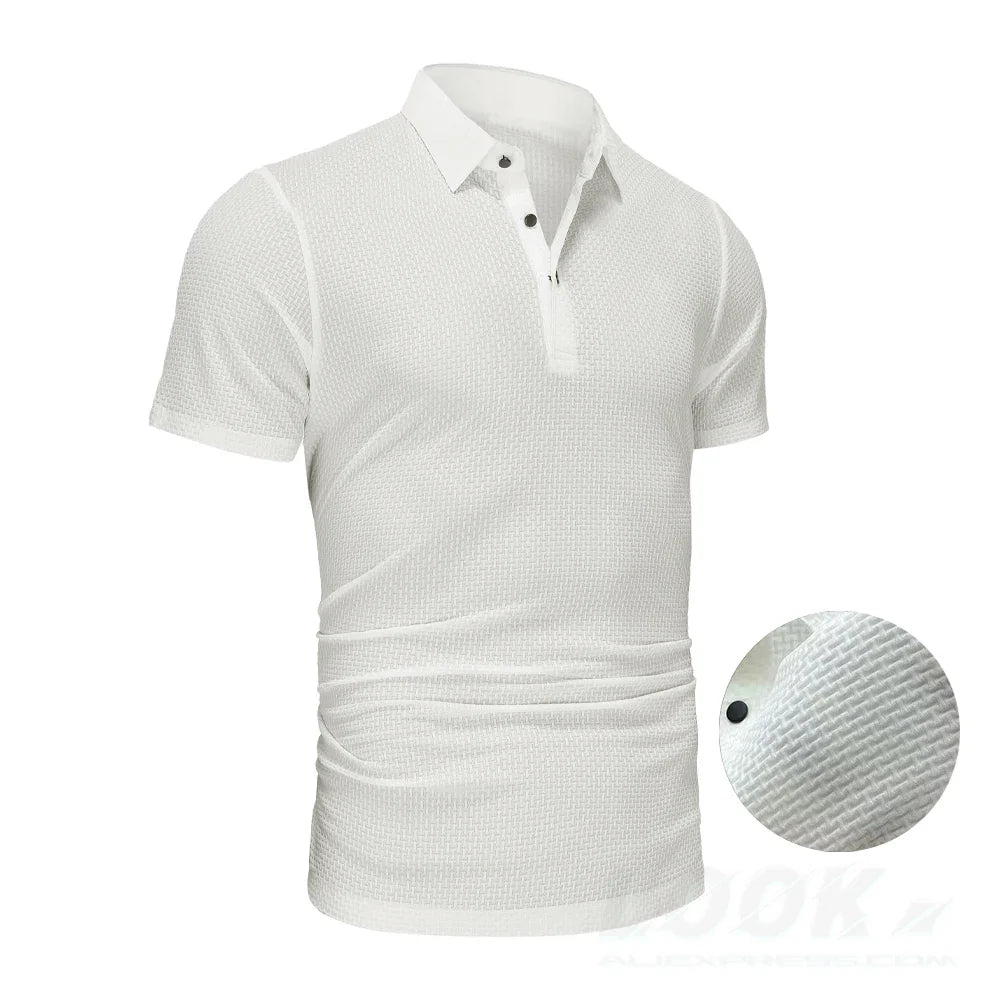 Upto EUR Sizes Tall Man Brand Top-Quality Men's Golf Shirt Lop-up Hollow Short-sleeved Polo Shirt SummerIce Silk Breathable Tee