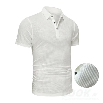 Upto EUR Sizes Tall Man Brand Top-Quality Men's Golf Shirt Lop-up Hollow Short-sleeved Polo Shirt SummerIce Silk Breathable Tee