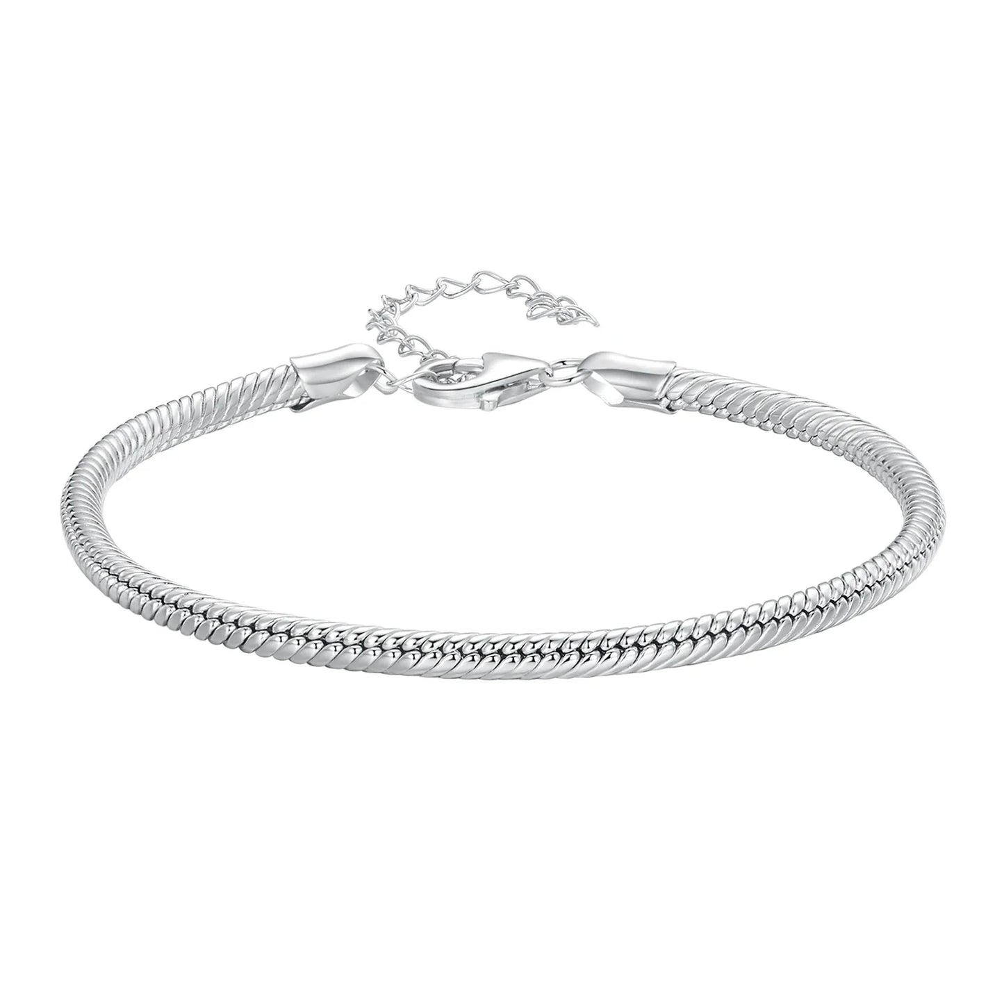 Original 925 Sterling Silver Basic Bracelet Lobster Clip Snake Chains Infinite Love Clasp DIY Jewelry Beads for Women Gift
