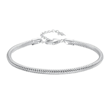 Original 925 Sterling Silver Basic Bracelet Lobster Clip Snake Chains Infinite Love Clasp DIY Jewelry Beads for Women Gift