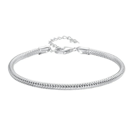 Original 925 Sterling Silver Basic Bracelet Lobster Clip Snake Chains Infinite Love Clasp DIY Jewelry Beads for Women Gift