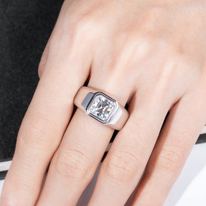 3ct Asscher Cut D Color Moissanite Engagement Rings Gold Plated S925 Silver Luxury Rings For Men Customs Jewelry