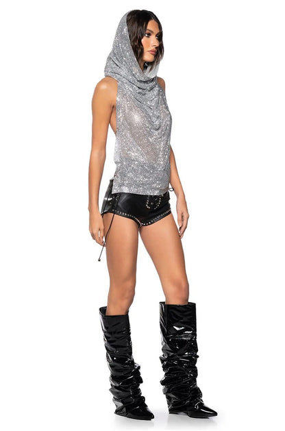 Y2K Streetwear Rhinestone Women Tank Top Punk Goth Hip Hop Bandana Head Wraps Vest Rave Festival Women Tops Tee For Nightclub