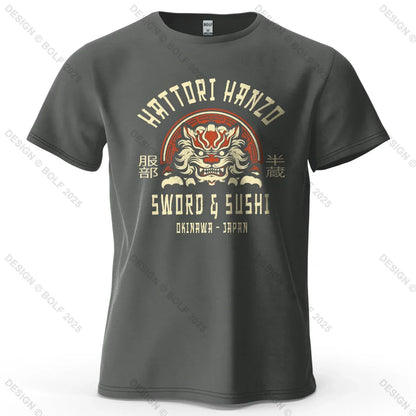 Samurai Warrior Printed Men's T-Shirt 100% Cotton Oversized Cultural Art Graphic Tees for Women Tops Tees Casual Streetwear