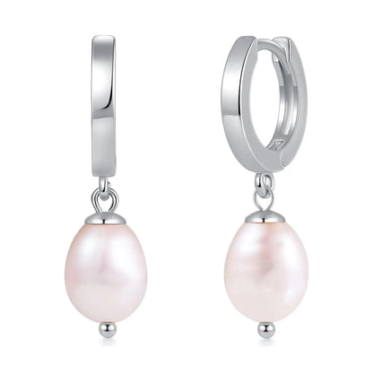 Women Pearl Dangle Earrings 14K Gold Plated Hoops Fresh Water Pearl Earring With 925 Sterling Silver Post Popular Jewelry