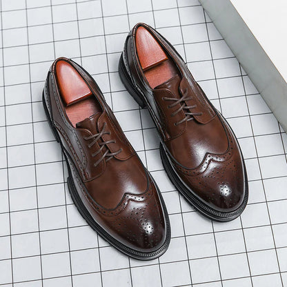 Brown Handmade Leather Men 2026 Oxford Shoes Black Leather Man Formal Classic Brogue Business Shoes Chaussure Homme