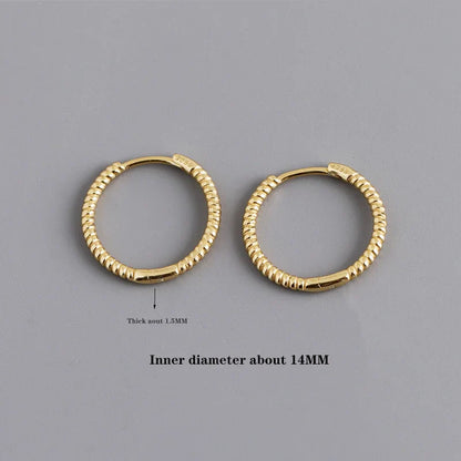 925 Sterling Silver Fashion Piercing Charm Twist Huggies Hoop Earrings for Women Rock Gothic Unisex Jewelry Ear Buckles