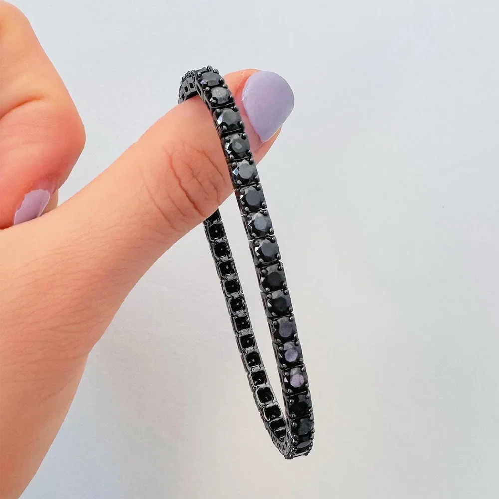 3/4/5/6.5mm Moissanite Diamond Tennis Bracelet for Men Women 925 Silver Plated 18K Black Gold Diamond Bracelets with Certificate