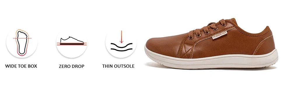 Minimalist Shoes for Men Women Wide Toe Barefoot Zero Drop Shoes Casual Artificial Leather Lightweight Walking Sneakers